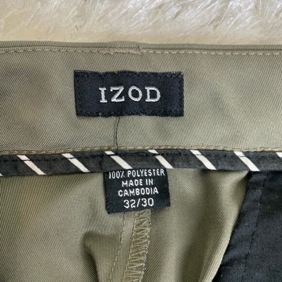 IZOD Brown Green Pleat Front Trousers Sz 32 x 30 - Picture 4 of 7